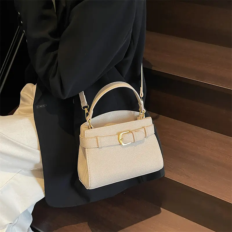 LEFTSIDE Belt buckle Design PU Leather Small Crossbody Bags Lady Shoulder Bag for Women 2025 New Short Handle Square Handbags