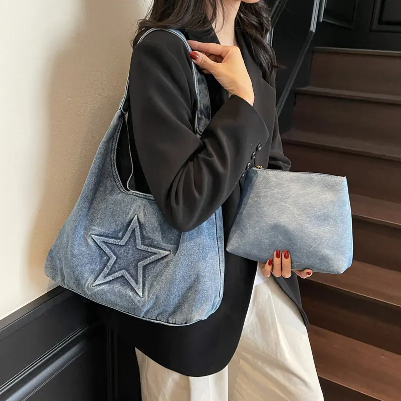 LEFTSIDE 2025 Summer New in Trend Cloth Handbags with Star Pattern Women's Crossbody Bag Female Luxury Fashion Shoulder Bags