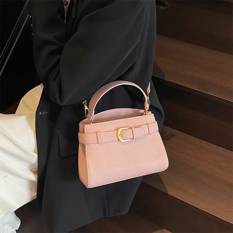 LEFTSIDE Belt buckle Design PU Leather Small Crossbody Bags Lady Shoulder Bag for Women 2025 New Short Handle Square Handbags