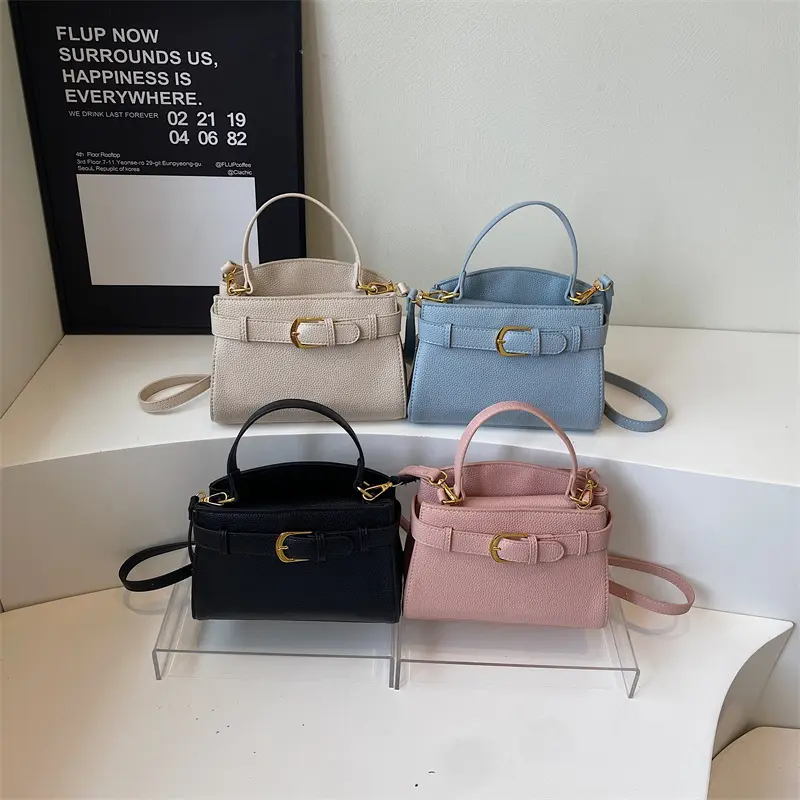 LEFTSIDE Belt buckle Design PU Leather Small Crossbody Bags Lady Shoulder Bag for Women 2025 New Short Handle Square Handbags