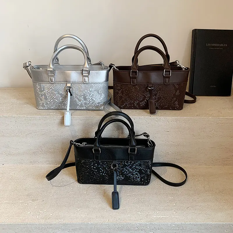 LEFTSIDE PU Leather Small Square Crossbody Bags Lady Shoulder Bag for Women 2025 Fashion Short Handle Silver Handbags and Purses