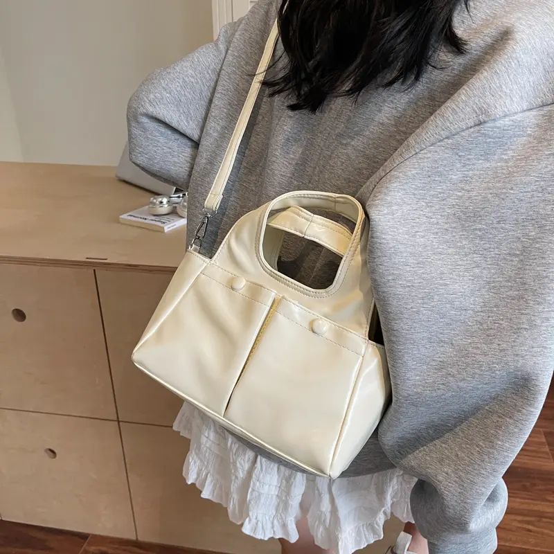 LEFTSIDE Women Small PU Leather Double Pockets Design Square Shoulder Bag 2025 New In Trendy Crossbody Bag Female Handbags