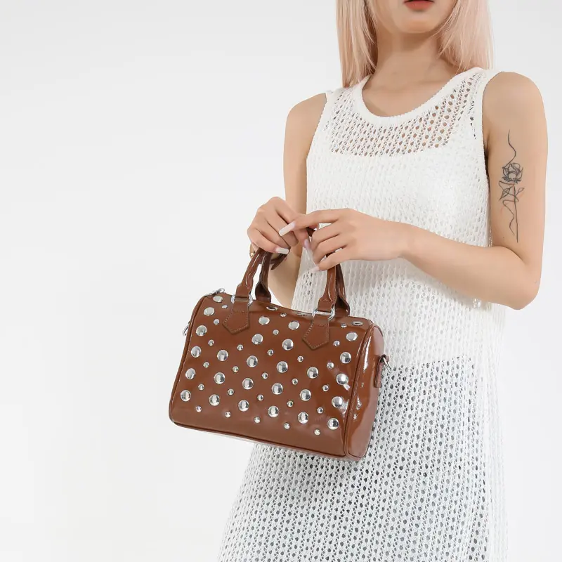 LEFTSIDE Rivets Design Small PU Leather Pillow Bags for Women 2025 New Punk Style Trend Female Shoulder Crossbody Bag Handbags
