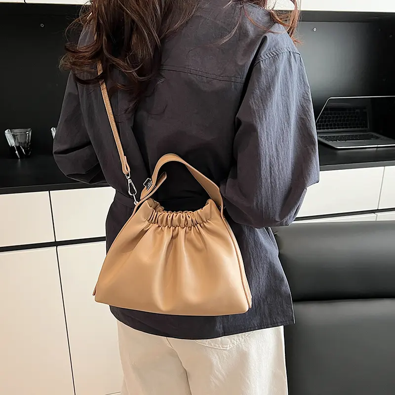 LEFTSIDE Short Handle PU Leather Bucket Crossbody Bags for Women 2025 Trend Y2K Ladies Silver Shoulder Bag Handbags and Purses