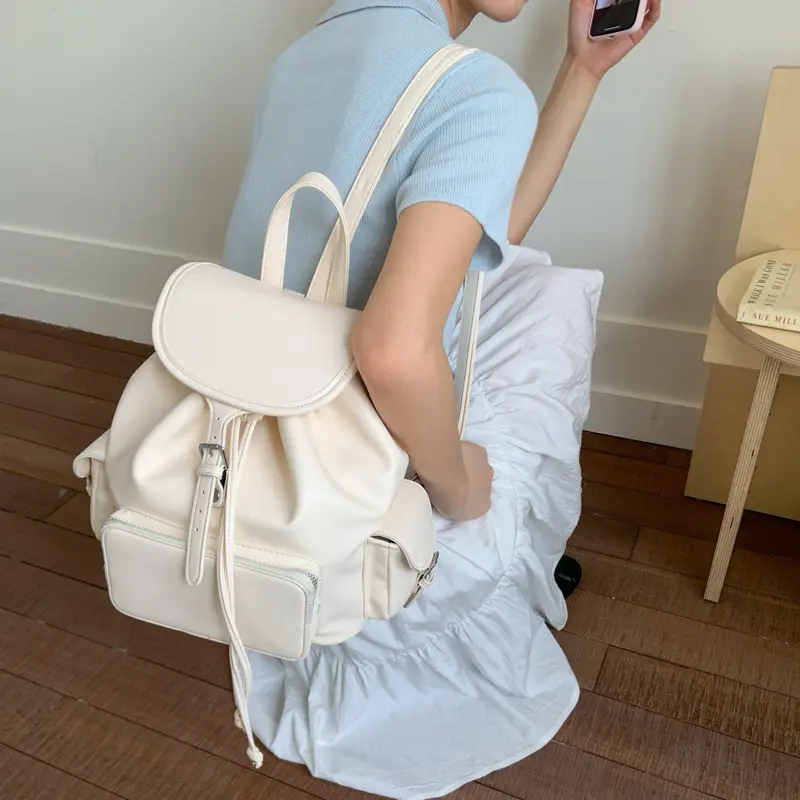 Women's Pu Leather Backpacks 2025 New in Korean Fashion Solid Color Vintage Backpack Lady Travel Student School Bag Back Packs