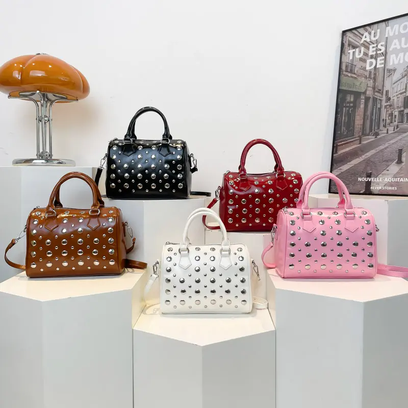 LEFTSIDE Rivets Design Small PU Leather Pillow Bags for Women 2025 New Punk Style Trend Female Shoulder Crossbody Bag Handbags