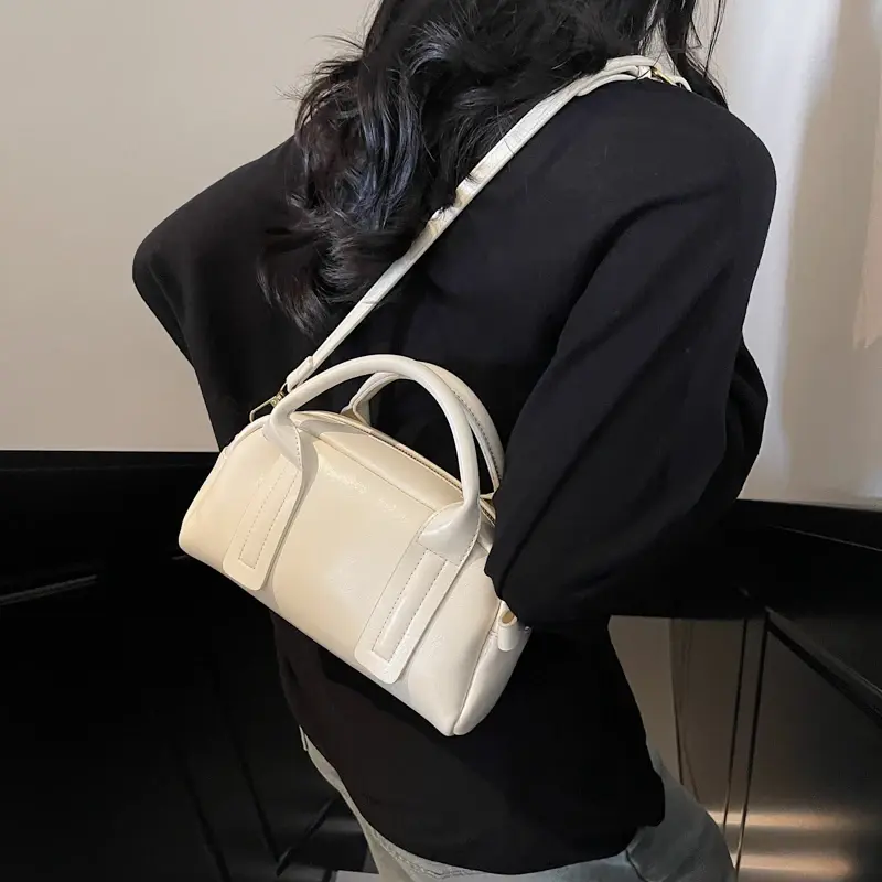 LEFTSIDE Small White PU Leather Shoulder Bag for Women 2025 Spring New Trend Y2K Handbags Females Short Handle Crossbody Bags