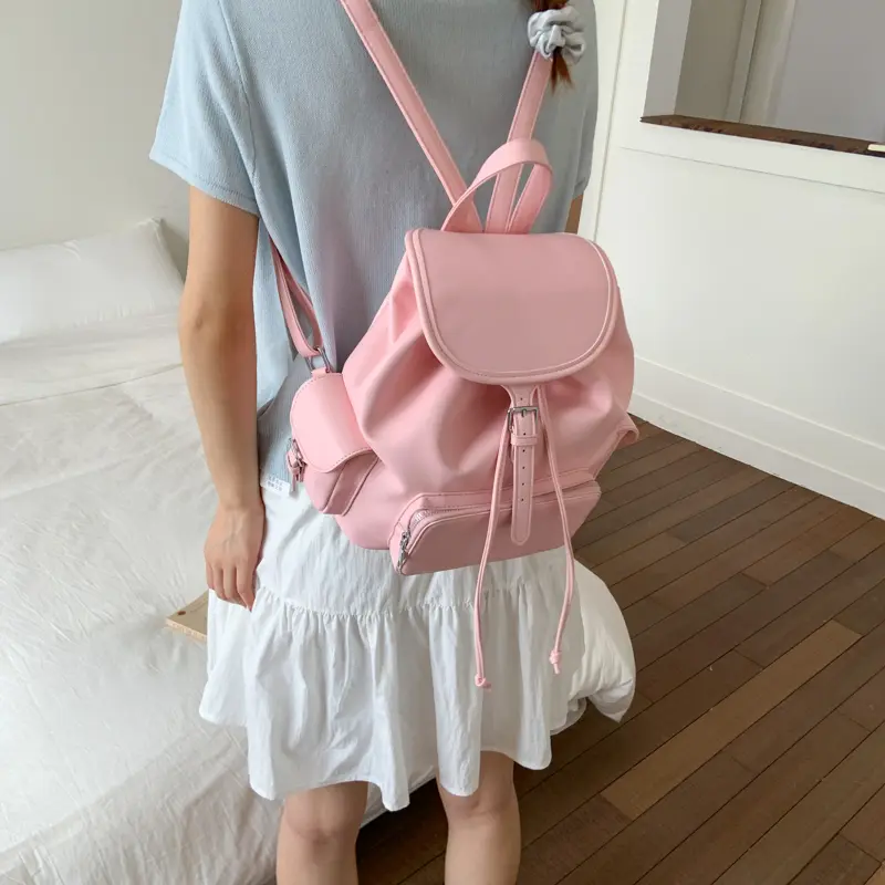 Women's Pu Leather Backpacks 2025 New in Korean Fashion Solid Color Vintage Backpack Lady Travel Student School Bag Back Packs