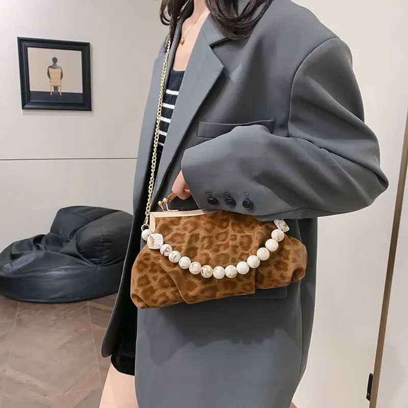 LEFTSIDE Women Fashion Small Faux Suede Soft Handbags and Purses Vintage 2024 Winter Y2K Crossbody Bag Lady Beaded Shoulder Bag