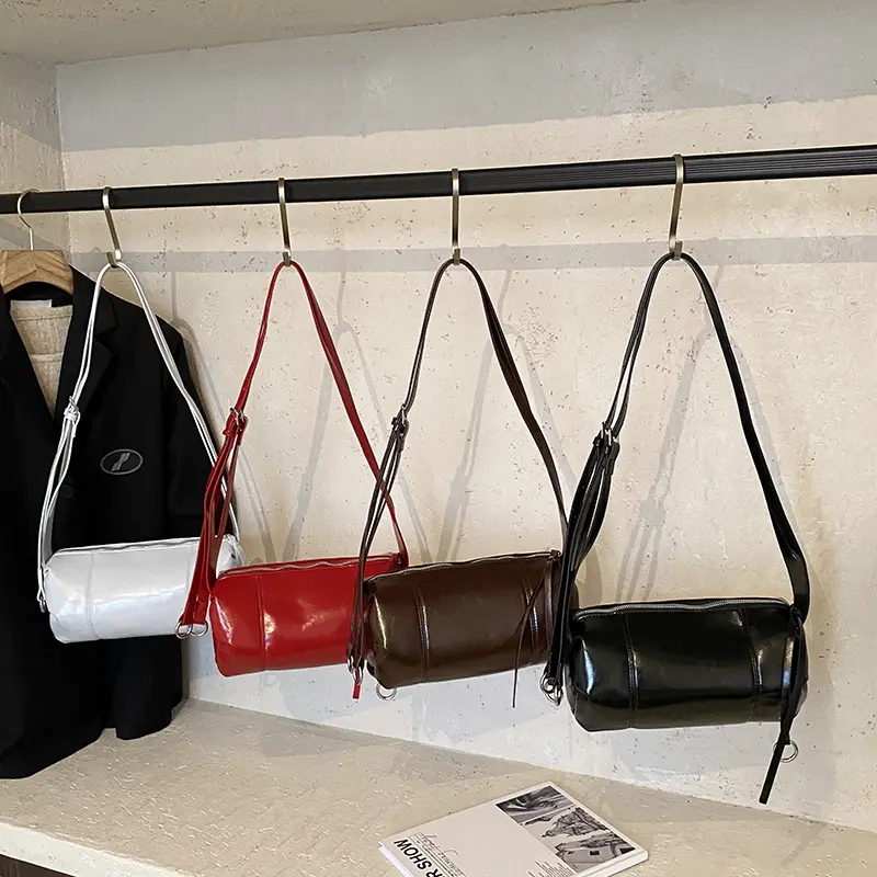 LEFTSIDE 2025 New Design Women's Small PU Leather Crossbody Bag New Handbags and Purses Solid Color Retro Bucket Shoulder Bags