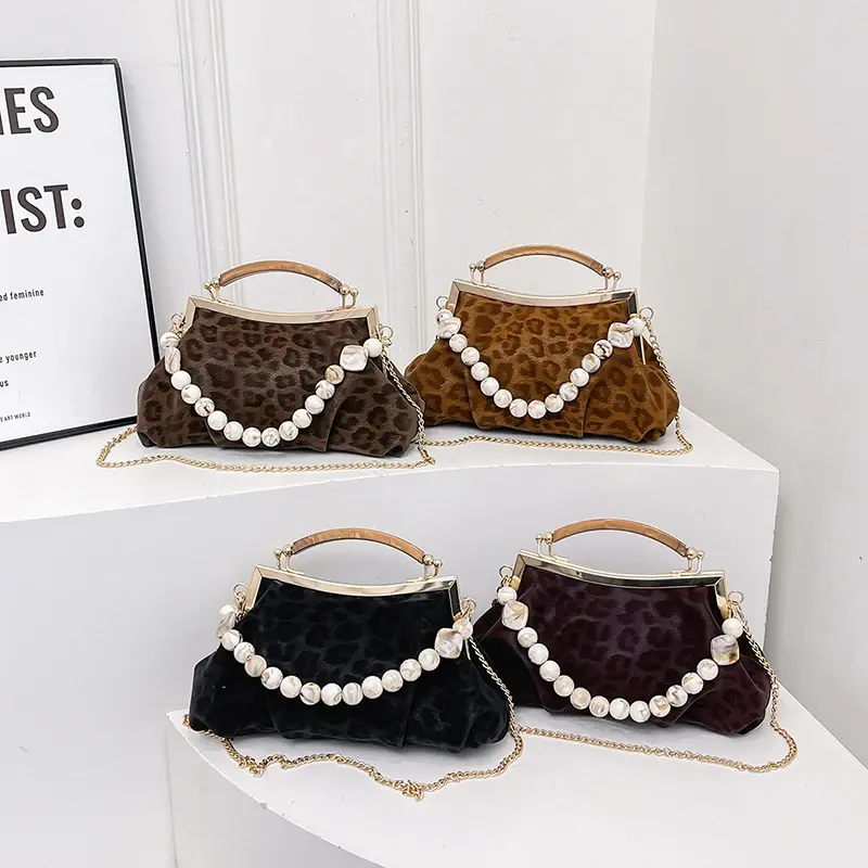 LEFTSIDE Women Fashion Small Faux Suede Soft Handbags and Purses Vintage 2024 Winter Y2K Crossbody Bag Lady Beaded Shoulder Bag