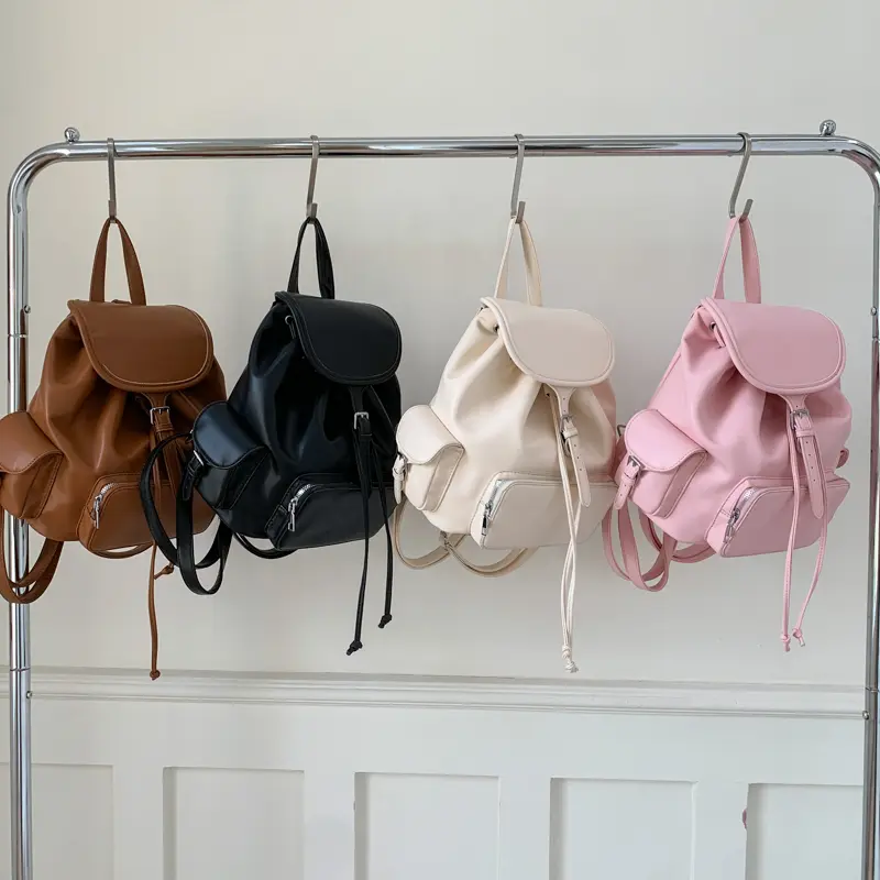 Women's Pu Leather Backpacks 2025 New in Korean Fashion Solid Color Vintage Backpack Lady Travel Student School Bag Back Packs