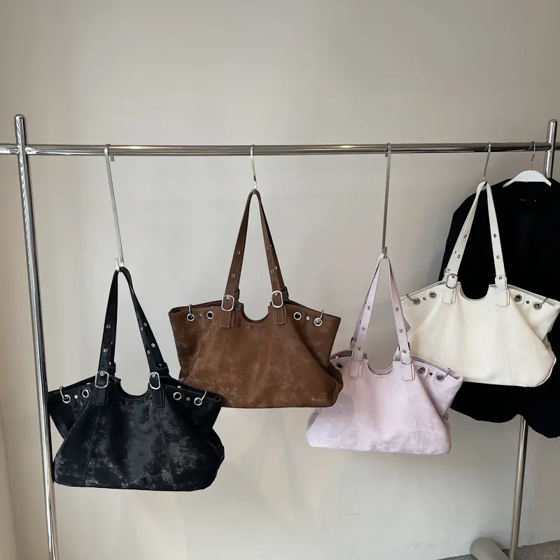 LEFTSIDE Women's High Capacity PU Leather Armpit Shoulder Bag 2025 Winter New Retro Tote Bag Luxury Brand Designer Handbags