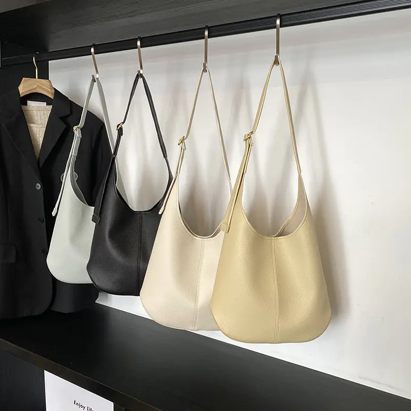 LEFTSIDE Design High-capacity PU Leather Underarm Bags for Women 2025 New Female Shoulder Hobo Bag Soft Solid Color Handbags