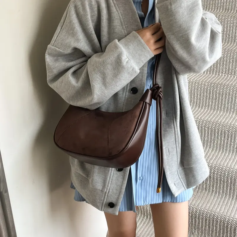 LEFTSIDE Retro Small Splicing Faux Suede Simple Shoulder Bag 2025 Trendy Winter Crossbody Bag Females Luxury Handbags and Purses