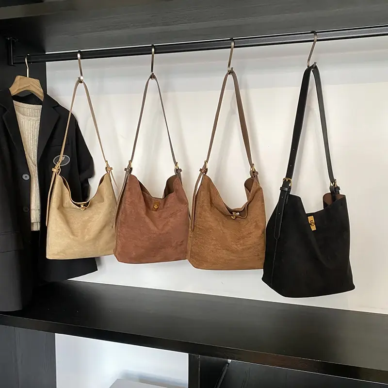 LEFTSIDE Small Nubuck Leather Crossbody Bags Lady Hobo Bag for Women 2024 Winter New Trends Females Luxury Shoulder Bag Handbags