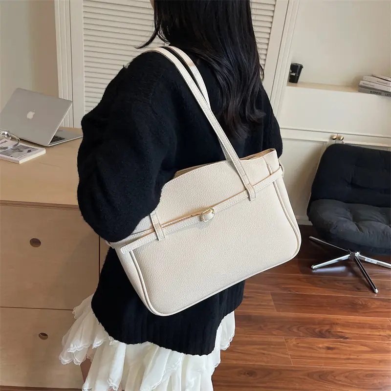 LEFTSIDE 2025 PU Leather Luxury Simple Tote Bag Female Underarm Bag 2025 Female Handbags Solid Color Shoulder Bag Every Hand