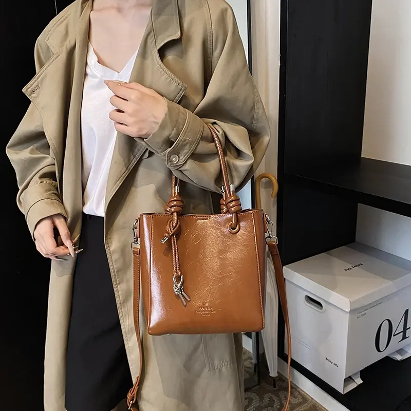 LEFTSIDE Small PU Leather Bucket Bags Lady Shoulder Crossbody Bag for Women 2025 Winter Fashion Trend Y2K Handbags and Purses