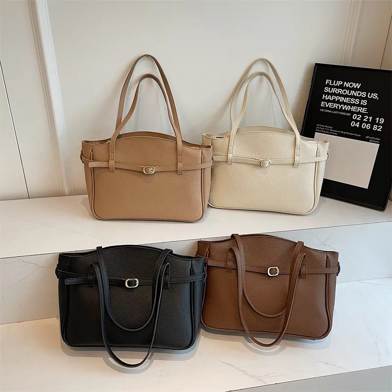 LEFTSIDE 2025 PU Leather Luxury Simple Tote Bag Female Underarm Bag 2025 Female Handbags Solid Color Shoulder Bag Every Hand