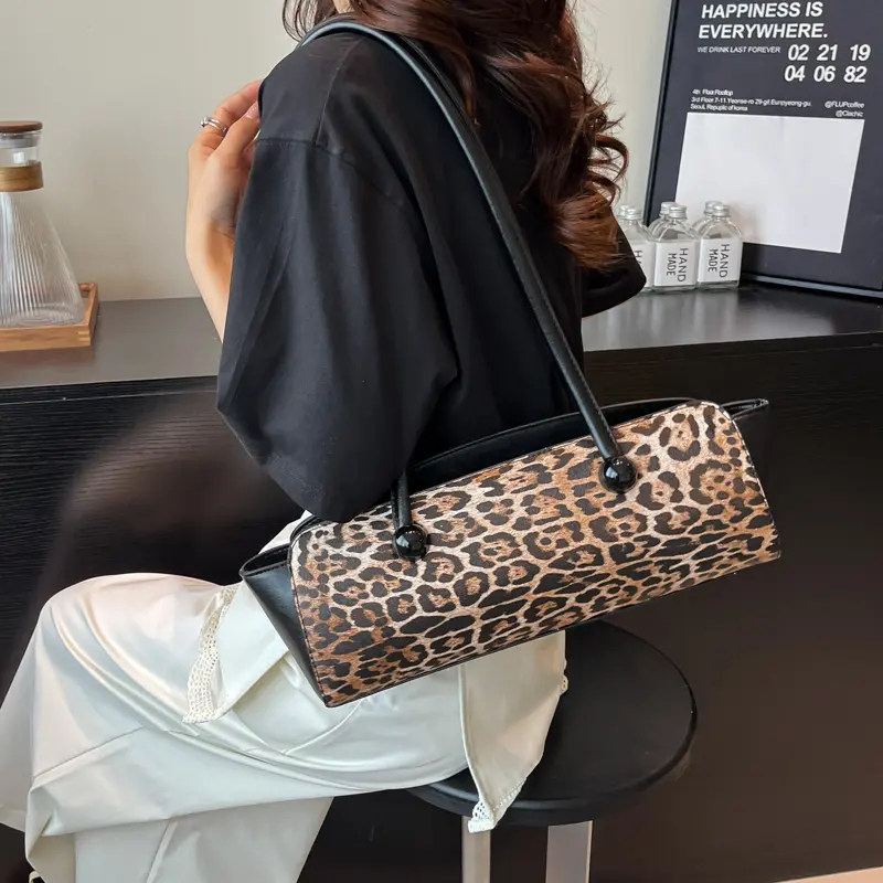 LEFTSIDE Leopard PU Leather Shoulder Bags for Women 2025 Y2K New Luxury Fashion Trend Female Tote Bag Lady Handbags and Purses