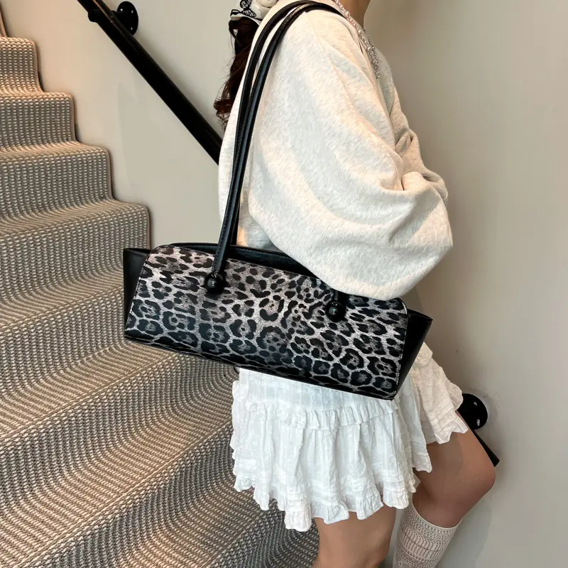 LEFTSIDE Leopard PU Leather Shoulder Bags for Women 2025 Y2K New Luxury Fashion Trend Female Tote Bag Lady Handbags and Purses