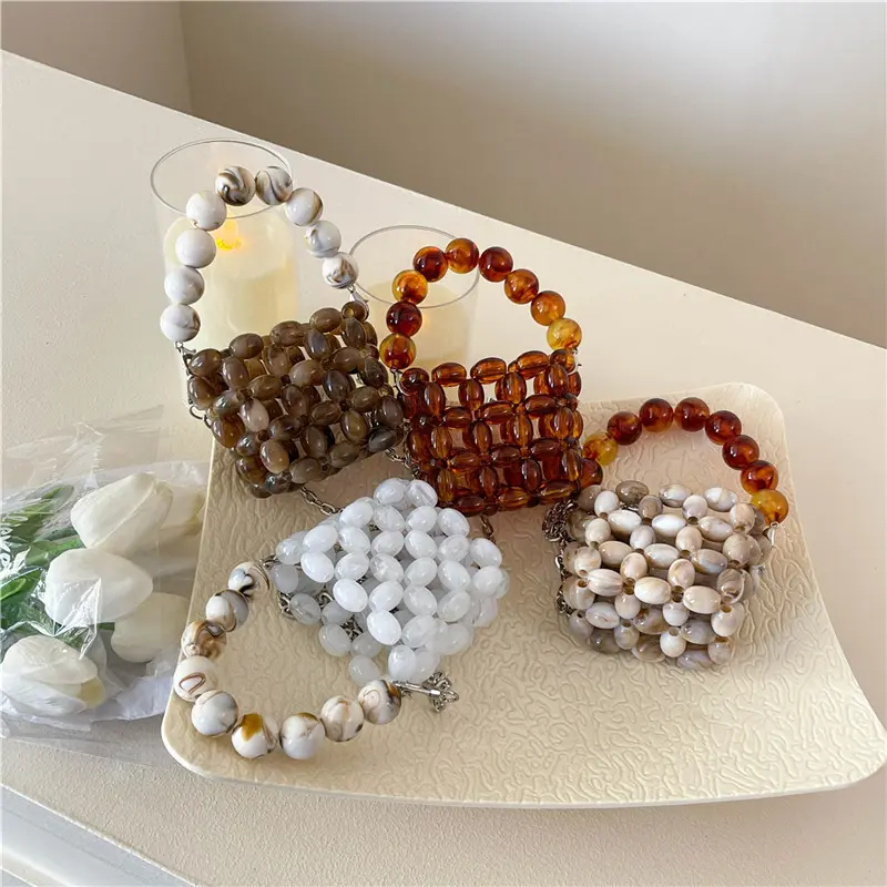 LEFTSIDE Women Cute Mini Chain Crossbody Bag 2025 New Trend Korean Fashion Evening Handbags and Purses Lady Beaded Shoulder Bags