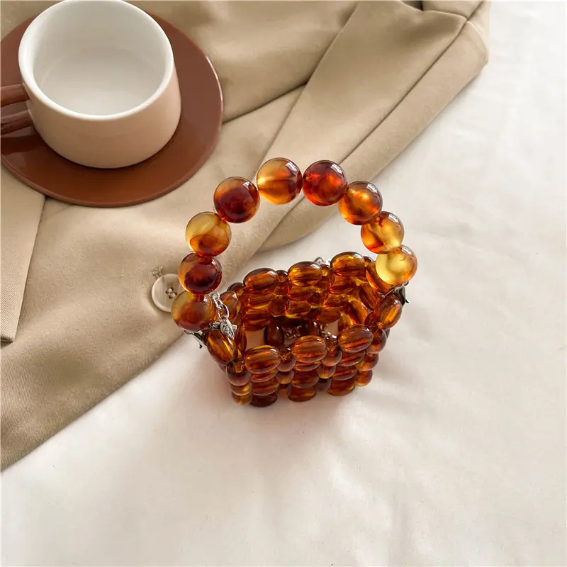 LEFTSIDE Women Cute Mini Chain Crossbody Bag 2025 New Trend Korean Fashion Evening Handbags and Purses Lady Beaded Shoulder Bags