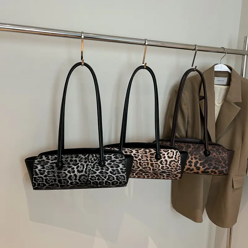 LEFTSIDE Leopard PU Leather Shoulder Bags for Women 2025 Y2K New Luxury Fashion Trend Female Tote Bag Lady Handbags and Purses