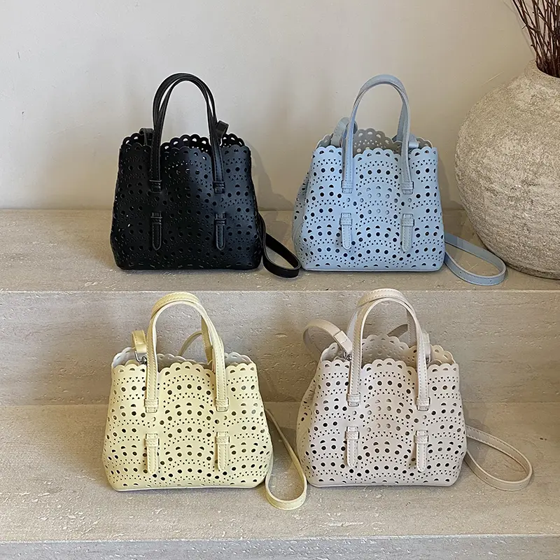 LEFTSIDE 2025 Summer New Small PU Leather Hollow out Handbags and Purses Women's Party Crossbody Bag Fashion Shoulder Bags