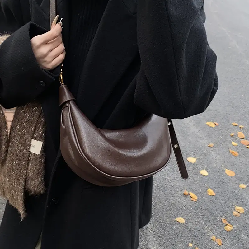 LEFTSIDE 2024 Winter New Retro Design Small PU Leather Underarm Bag Women Handbags and Purses Shoulder Bag Lady Crossbody Bag