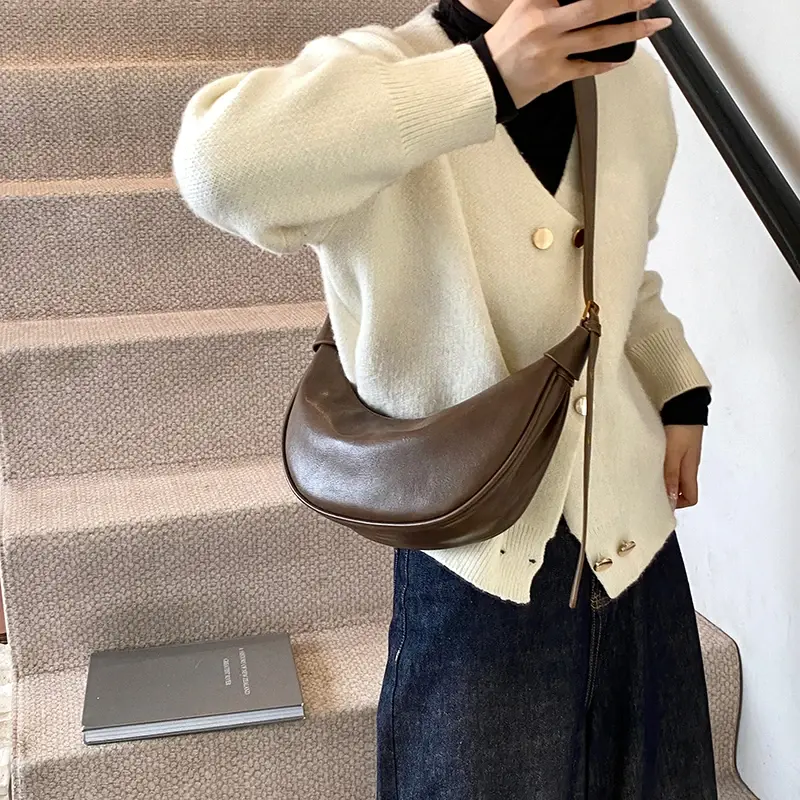 LEFTSIDE 2024 Winter New Retro Design Small PU Leather Underarm Bag Women Handbags and Purses Shoulder Bag Lady Crossbody Bag