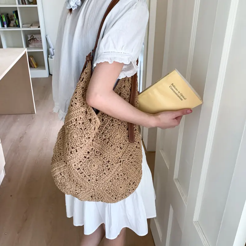 LEFTSIDE Woven Knited Hobo Bags for Women 2025 New in Travel Fashion Summer Shoulder Bags Handbags and Purses Weave Beach Bag
