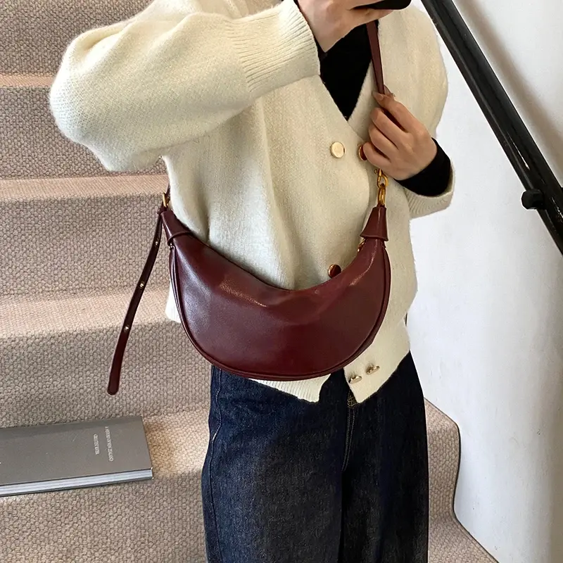 LEFTSIDE 2024 Winter New Retro Design Small PU Leather Underarm Bag Women Handbags and Purses Shoulder Bag Lady Crossbody Bag