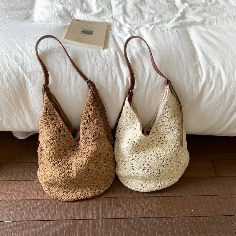 LEFTSIDE Woven Knited Hobo Bags for Women 2025 New in Travel Fashion Summer Shoulder Bags Handbags and Purses Weave Beach Bag