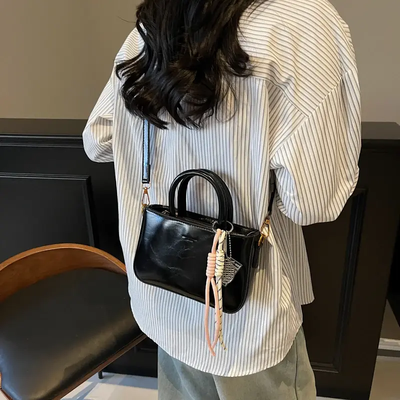 LEFTSIDE Small White Short Handle PU Leather Crossbody Bags for Women 2025 Y2K Ladies Shoulder Bag Females Retro Handbags