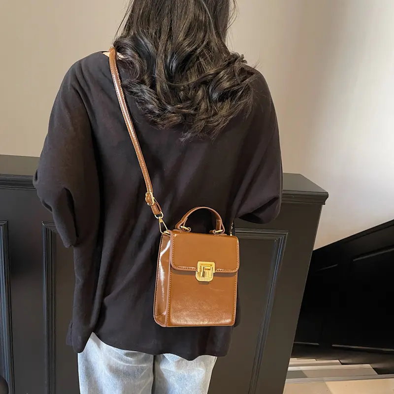 LEFTSIDE Short Handle PU Leather Crossbody Bags for Women 2025 Spring Luxury Y2K Shoulder Bag Females Square Handbags and Purses