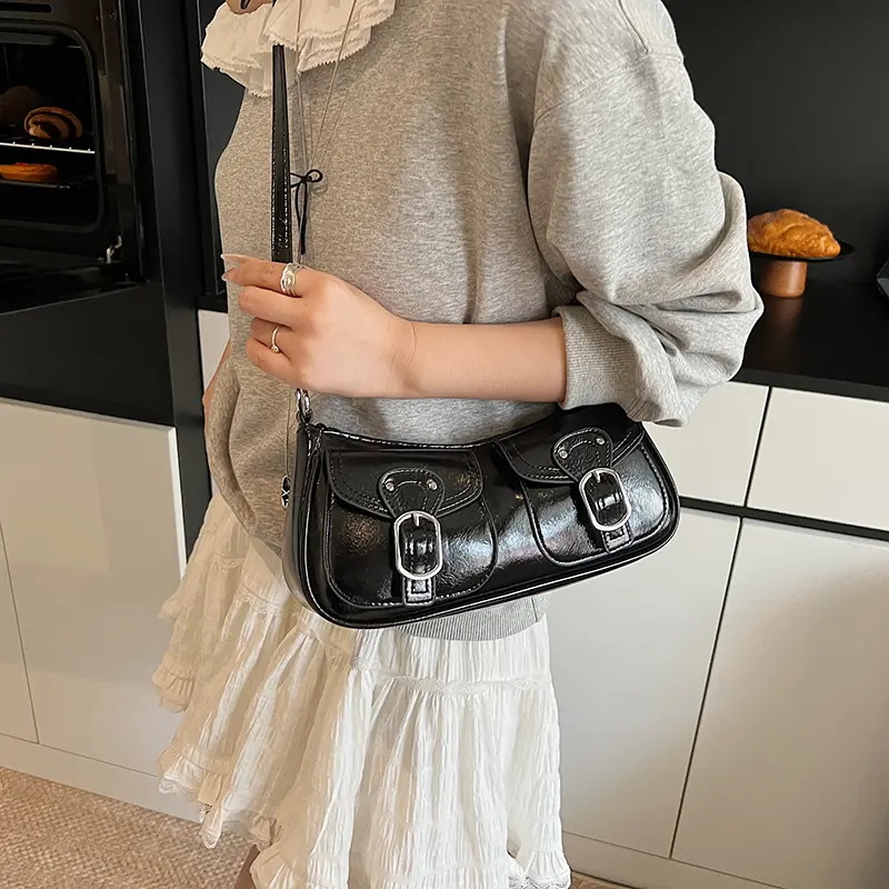 LEFTSIDE Women Small PU Leather Office Shoulder Bag 2025 New Trend Silver Crossbody Bag Female Vintage Handbags and Purses