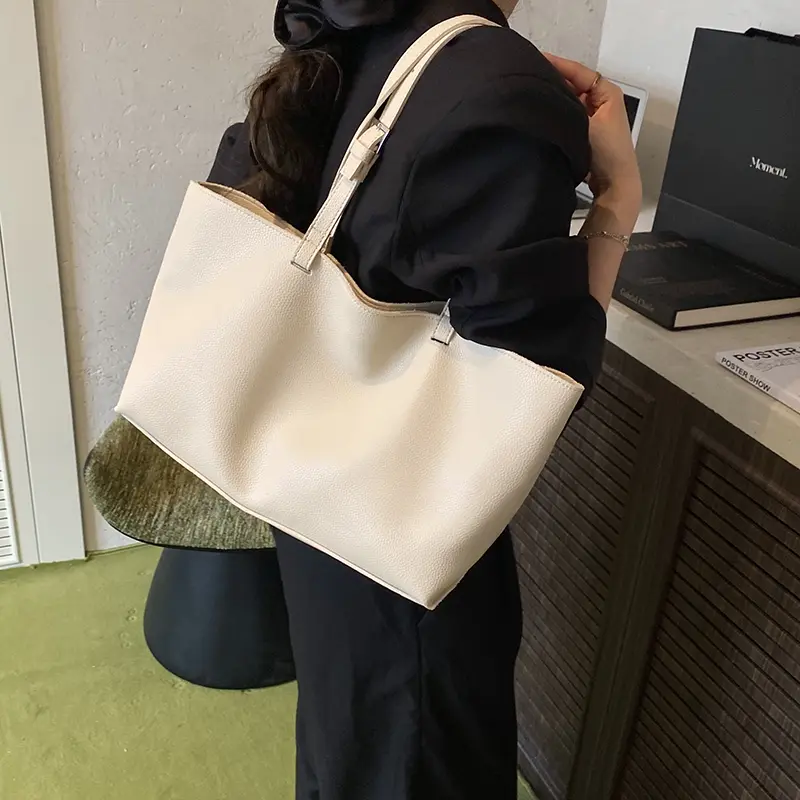 LEFTSIDE 2025 Summer New in Big PU Leather Luxury Brand Handbags and Purses Women's Tote Bag Short Handle Shoulder Bags