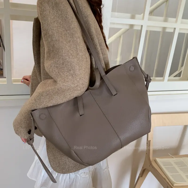 LEFTSIDE High-capacity PU Leather Shoulder Bag for Women 2025 Winter New Luxury Brand Tote Bag Lady Designer Handbags and Purses