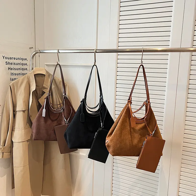 LEFTSIDE Retro 2 Pcs/set PU Leather Shoulder Bags for Women Tote Bag 2025 Winter Luxury Designer Vintage Purses and Handbags