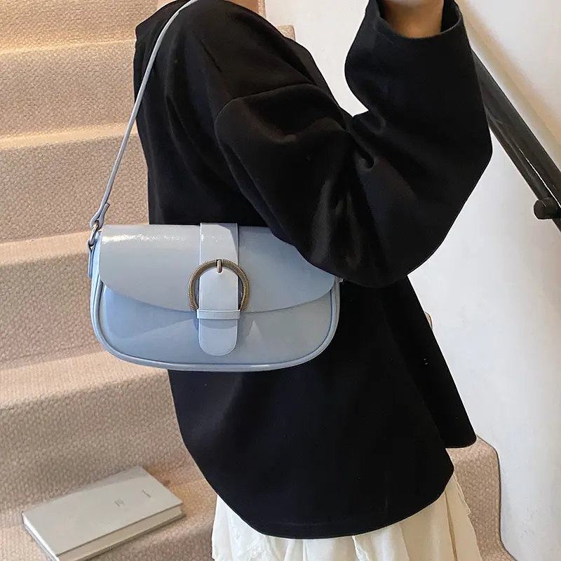 LEFTSIDE Women PU Leather Small Saddle Shoulder Bag 2025 New Trend Fashion Underarm Bag Female Crossbody Handbags and Purses