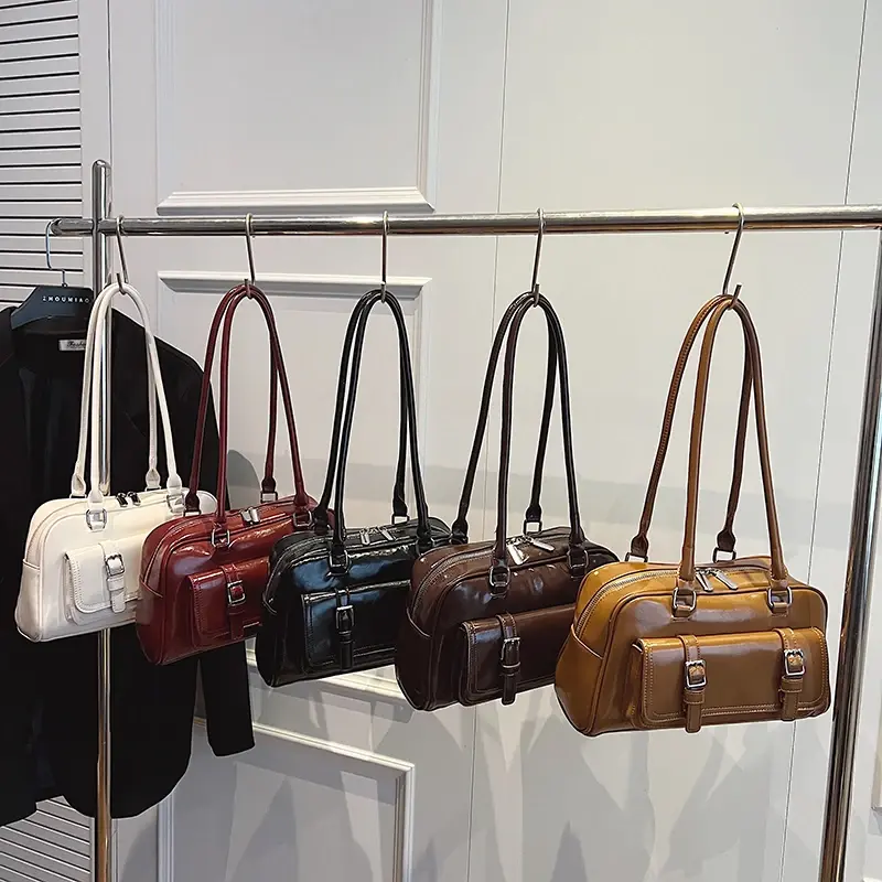 LEFTSIDE Small PU Leather Underarm Bags Lady Shoulder Bag for Women 2024 Winter New Korean Fashion Y2K Retro Handbags and Purses