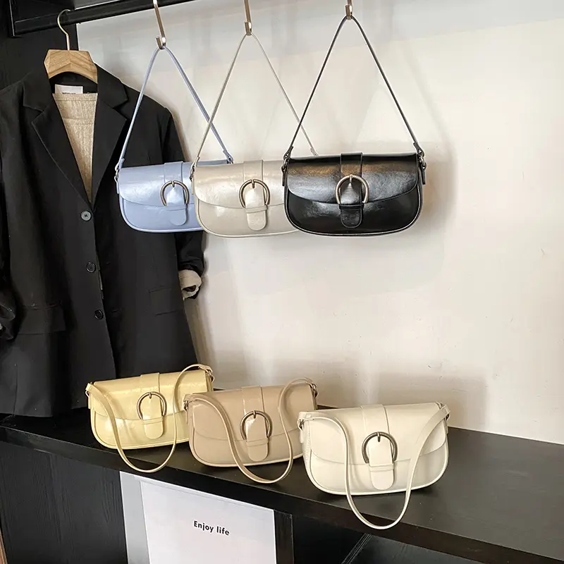 LEFTSIDE Women PU Leather Small Saddle Shoulder Bag 2025 New Trend Fashion Underarm Bag Female Crossbody Handbags and Purses
