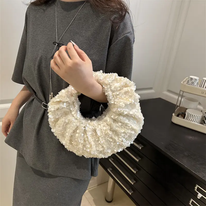 LEFTSIDE Sequins Shoulder Bags for Women 2025 Designer New Evening Party Bling Bling Underarm Bag Lady Handbags and Purses