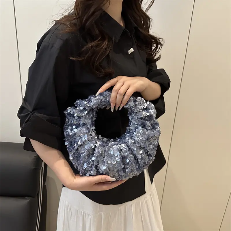 LEFTSIDE Sequins Shoulder Bags for Women 2025 Designer New Evening Party Bling Bling Underarm Bag Lady Handbags and Purses