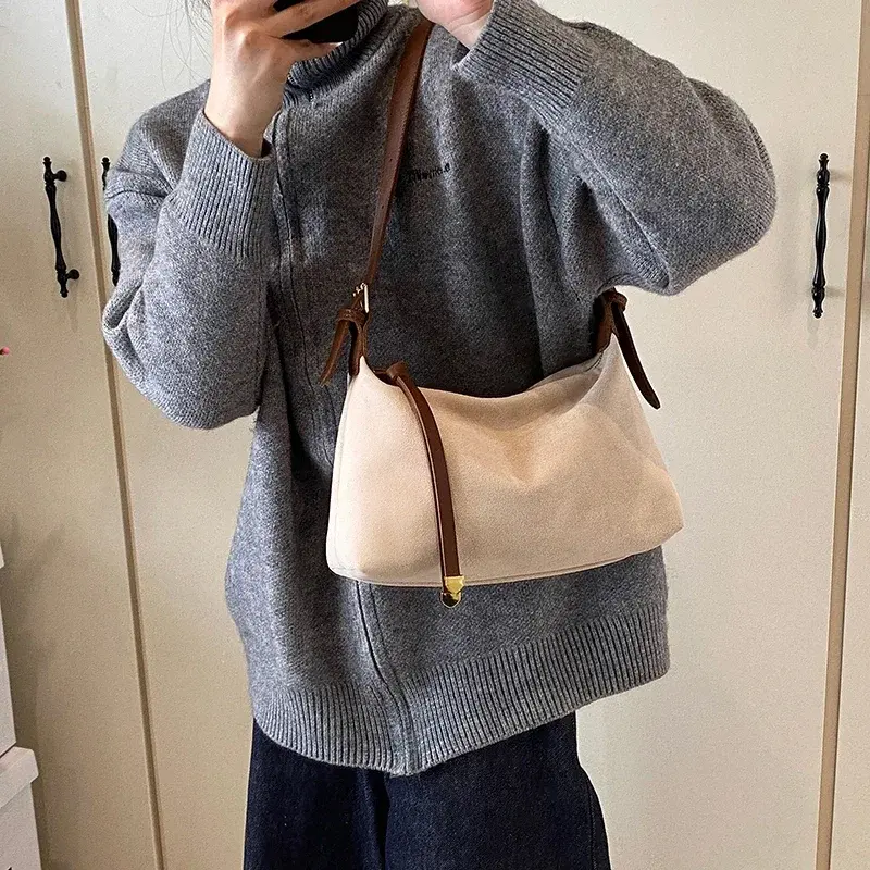 LEFTSIDE Small PU Leather Crossbody Bags Lady Vintage Hobo Shoulder Bag for Women 2024 Winter New Y2K Korean Fashion Handbags