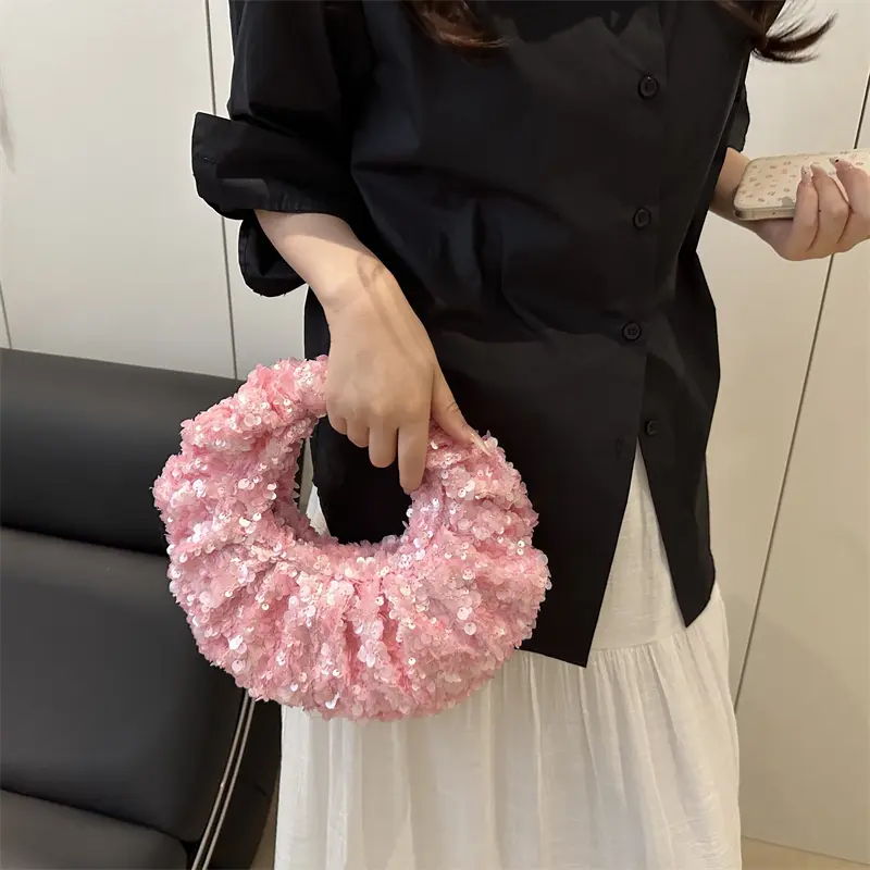 LEFTSIDE Sequins Shoulder Bags for Women 2025 Designer New Evening Party Bling Bling Underarm Bag Lady Handbags and Purses