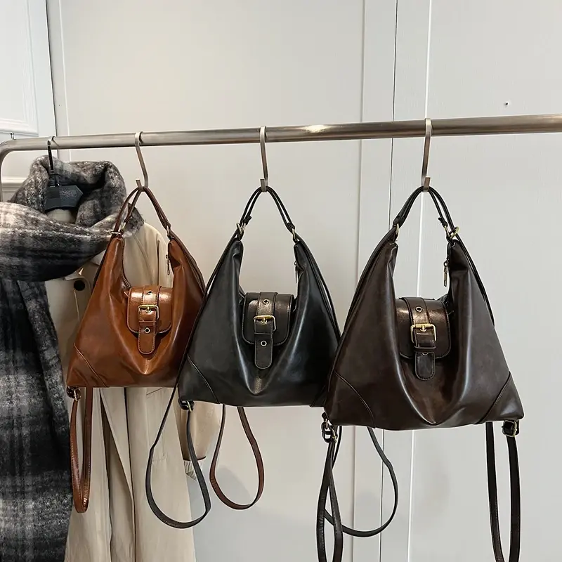 LEFTSIDE Belt Design Small PU Leather Shoulder Bag for Women 2024 Winter Trend New Y2K Handbags Females Luxury Crossbody Bag