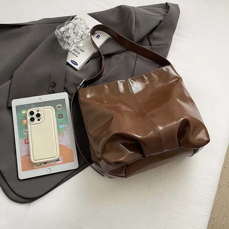 LEFTSIDE Small PU Leather Shoulder Bags for Women Bucket Crossbody Bag 2025 Winter Luxury Designer New Purses and Handbags