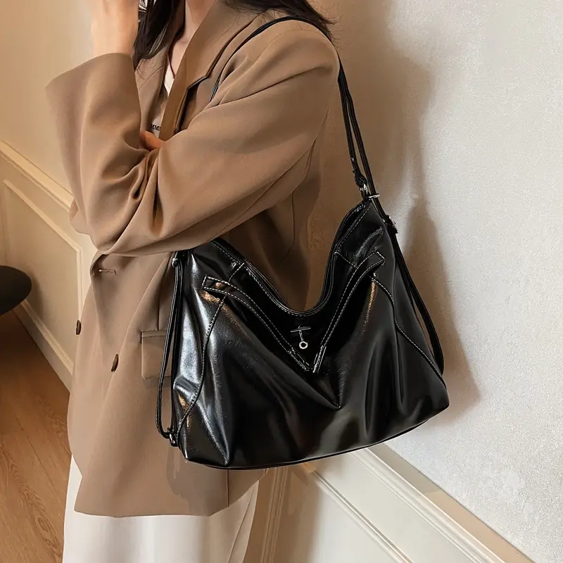 LEFTSIDE Small PU Leather Underarm Bags Lady Retro Hobo Shoulder Bag for Women 2024 Winter New  Y2K Crossbody Bag Handbags
